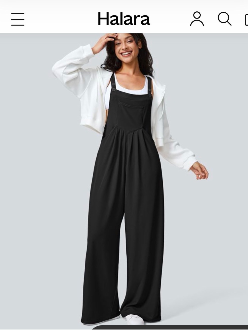 HALARA Black Wide-Leg Overalls Jumpsuit - Picture 3 of 3